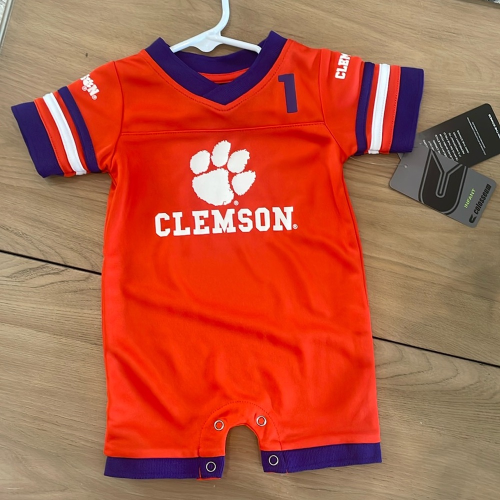 0-3 months infant clemson jersey onesie